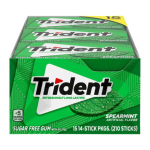 Trident Spearmint Sugar-Free Gum (15-Pack) | Long-Lasting Fresh Breath with Classic Flavor