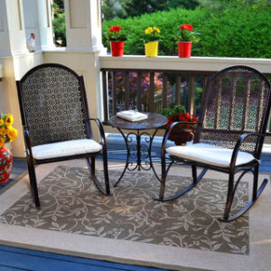 Tortuga 3-Pc Outdoor Rocker Set (Black) | Comfortable Garden Seating