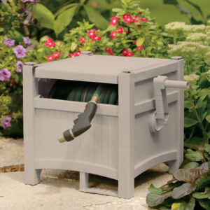 Suncast 100' Hideaway Hose Reel (Taupe) | Neat Storage & Easy Wind-Up