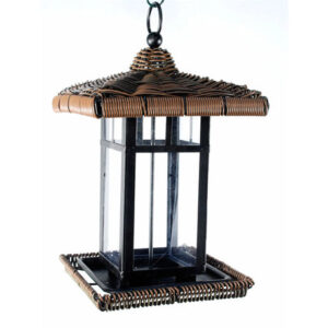 National Audubon Wicker Lantern Bird Feeder | Rustic Wildlife Decoration