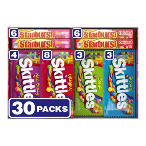 Skittles & Starburst Variety Pack (30 ct.) | Full-Size Assorted Fruity Candy