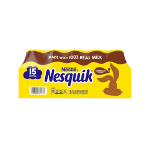 Nesquik Chocolate Milk Bottles (15-Pack, 8 oz Each) | Low-Fat Ready-to-Drink