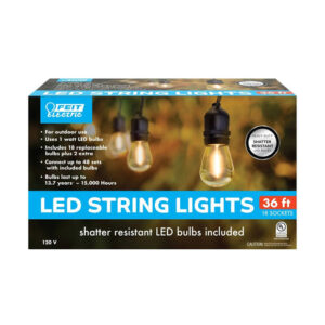Feit LED String Lights (36', 18 Sockets) | Energy-Saving Décor