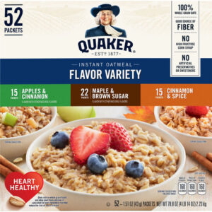 Quaker Instant Oatmeal Variety Pack (52-Pack, 1.46 oz Each) | Hot Breakfast On-the-Go