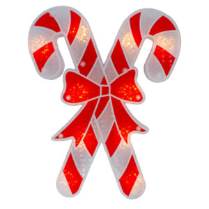 Northlight Holographic Candy Cane Window Silhouette (12") | Red & White LED DÃ©cor
