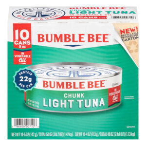 Bumble Bee Chunk Light Tuna in Oil (10-Pack, 5 oz Each) | Savory Protein Snack
