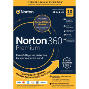 Norton 360 Premium (10 Devices, 1-Year) | Complete Digital Protection with Auto-Renewal
