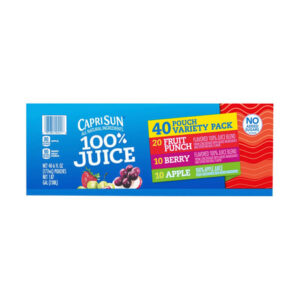 Capri Sun 100% Juice Variety Pack (40-Pack, 6 oz Each) | Pure Fruit Pouches