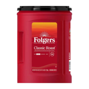 Folgers Classic Roast Ground Coffee (43.5 oz) | Bold, Smooth Flavor for Morning Brew