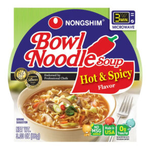 Nongshim Hot & Spicy Ramen Bowls (12-Pack) | Bold Flavor Noodle Soup