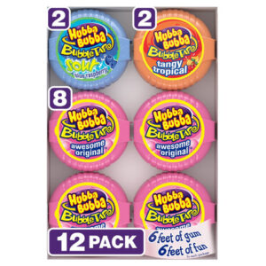 Hubba Bubba Bubble Tape Variety Pack (12-Pack, 2 oz Each) | Long-Lasting Chewy Fun for Kids