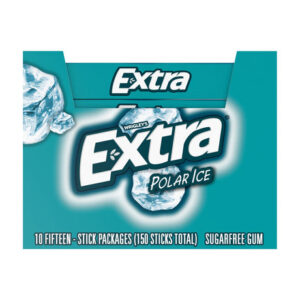 Extra Polar Ice Sugar-Free Gum (10 Packs, 15 Pieces Each) | Crisp, Cooling Flavor with No Sugar