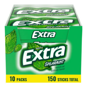 Extra Spearmint Sugar-Free Gum (10 Packs, 15 Pieces Each) | Long-Lasting Freshness Anytime