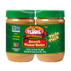 Teddie All-Natural Peanut Butter (2-Pack, 26 oz Each) | Creamy & Preservative-Free