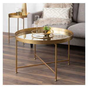 Kate & Laurel Celia Round Accent Table | Foldable Metal Design for Small Spaces