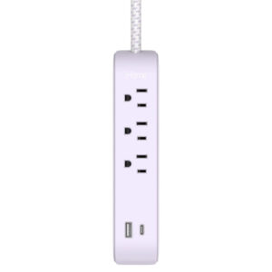iHome Power Strip with USB (Purple) | Versatile Charging Station
