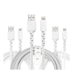 iHome TPE Durastrain Lightning to USB-A Cable (3-Pack) | Durable Nylon Braided & Silicone Wrapped
