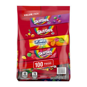 Skittles & Gummies Bulk Variety (100-Pack) | Assorted Fruity & Chewy Candy Mix