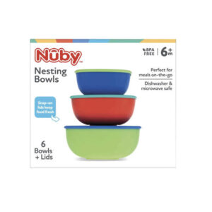 Nuby Nesting Bowls with Covers (6 pk.) | Airtight, Space-Saving Storage
