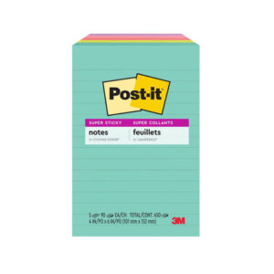 Post-it Super Sticky Notes (4"x6", Supernova Neons, Lined) | Vibrant Reminders That Stick