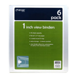 Top Flight 1" View Binders (6-Pack) | Durable Organization for Documents