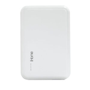 iHome 5000 mAh Magnetic Portable Power Bank (USB-A, White) | Compact Magnetic Charging