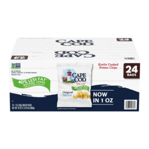 Cape Cod Reduced Fat Potato Chips (24-Pack, 1 oz Each) | Lightly Salted, Crunchy Snack