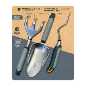 Woodland Tools Planting & Weeding Set (3-Pc) | Heavy-Duty Garden Tools