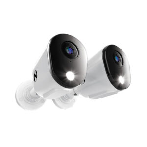 Night Owl Wired 2K Deterrence Bullet Cameras with 2-Way Audio (2-Pack) | Weatherproof Security