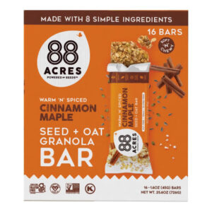 88 Acres Cinnamon Maple Granola Bars (16-Pack) | Seed & Oat Breakfast