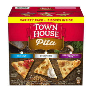 Town House Pita Oven Baked Crackers Variety Pack, Lunch Snacks, 3 pk./9.5 oz.