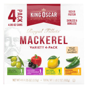 King Oscar Mackerel Variety Pack (6-Pack, 4.05 oz Each) | Wild-Caught Omega-3 Snack