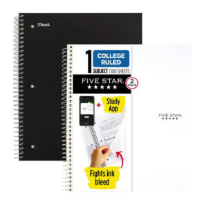 Five Star Spiral Notebooks (2-Pack, 5-Subject, College Ruled) | Organized Notes & Study App Access