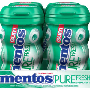 Mentos Pure Fresh Spearmint Gum (4-Pack, 50 Pieces Each) | Sugar-Free Long-Lasting Freshness
