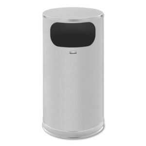 Rubbermaid Commercial European and Metallic Series Waste Receptacle with Large Side Opening, 12 gal, Steel, Satin Stainless (SO16SSSGL)