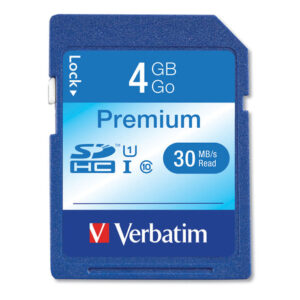 Verbatim 4GB Premium SDHC Memory Card, UHS-I U1 Class 10, Up to 30MB/s Read Speed (96171)