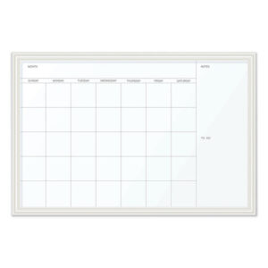 U Brands Magnetic Dry Erase Calendar with Decor Frame, One Month, 30 x 20, White Surface, White Wood Frame (2075U0001)