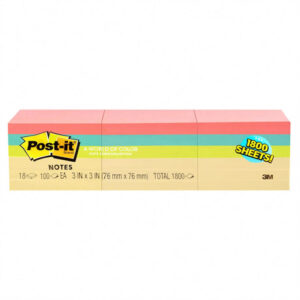 Post-it Notes Pastel Pack (18 Pads, 100 Sheets Each) | 3" x 3" Sticky Notes for Everyday Reminders