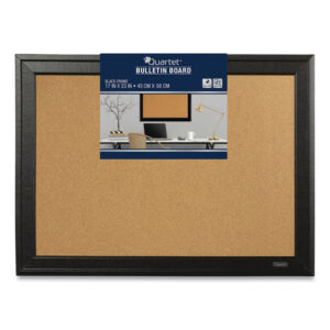 Quartet Cork Bulletin Board with Black Frame, 23 x 17, Tan Surface (79281)