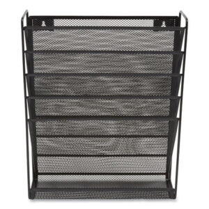 TRU RED Wire Mesh Incline Sorter, Enclosed Design, 5 Sections, Letter-Size, 13.38 x 4.52 x 16.45, Matte Black (24402475)