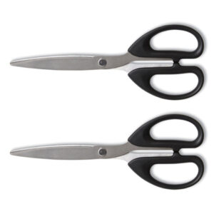 TRU RED Ambidextrous Stainless Steel Scissors, 8" Long, 3.86" Cut Length, Straight Symmetrical Black Handle, 2/Pack (24380517)