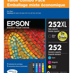 Epson T252XL Ink Pack (4-Pack) | Color Combo Replacement Cartridges