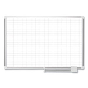 MasterVision Gridded Magnetic Steel Dry Erase Planning Board, 1 x 2 Grid, 72 x 48, White Surface, Silver Aluminum Frame (MA2792830)