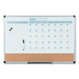 MasterVision 3-in-1 Calendar Planner, 36 x 24, White Surface, Silver Aluminum Frame (MB0707186P)