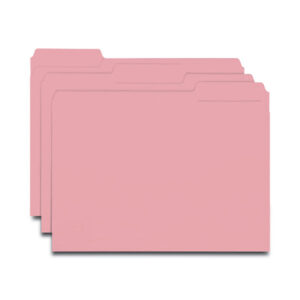 Smead Interior File Folders, 1/3-Cut Tabs: Assorted, Letter Size, 0.75" Expansion, Pink, 100/Box (10263)