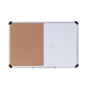 Universal Cork/Dry Erase Board, Melamine, 36 x 24, Tan/White Surface, Gray/Black Aluminum/Plastic Frame (UNV43743)