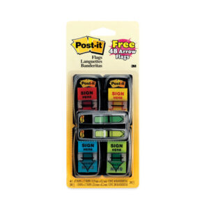 Post-it Arrow Message 1" Page Flags, 200 "Sign Here", 48 Arrow, Four Colors, 248/Pack (680SH4VA)