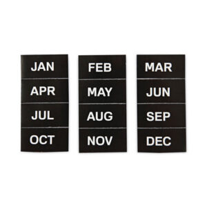 MasterVision Interchangeable Magnetic Board Accessories, Months of Year, Black/White, 2" x 1", 12 Pieces (FM1108)