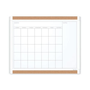 U Brands PINIT Magnetic Dry Erase Calendar with Plastic Frame, One-Month, 20 x 16, White Surface, White Plastic Frame (437U0001)