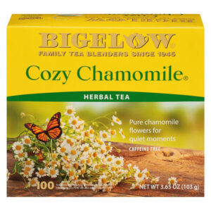 Bigelow Cozy Chamomile Herbal Tea (100 Bags) | Caffeine-Free Soothing Comfort